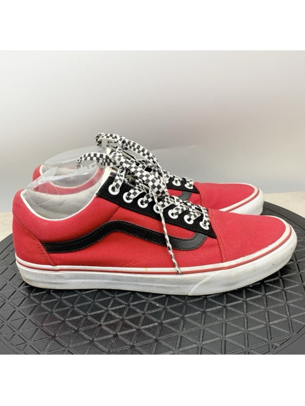 Vans Sneakers Men Size 9.5 Shoes Red Black Old Skool Canvas Leather‎ Nightmare